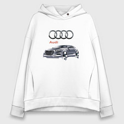 Толстовка оверсайз женская Audi Germany Car, цвет: белый