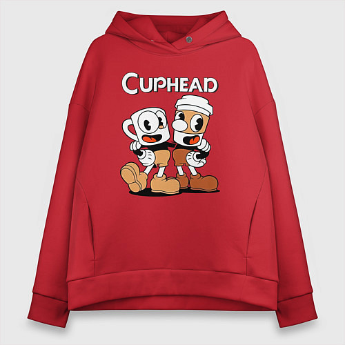 Женское худи оверсайз Cuphead 2 чашечки / Красный – фото 1