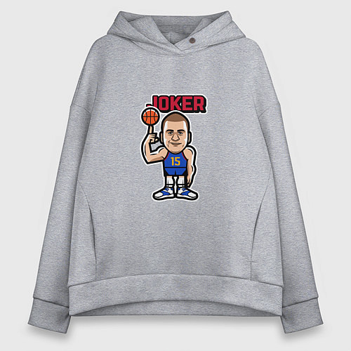 Женское худи оверсайз Nikola Jokic / Меланж – фото 1