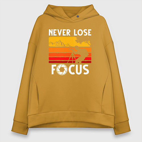 Женское худи оверсайз Never lose focus / Горчичный – фото 1