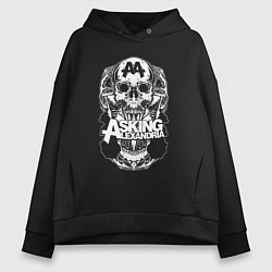 Толстовка оверсайз женская Asking alexandria с просьбой Александрия, цвет: черный