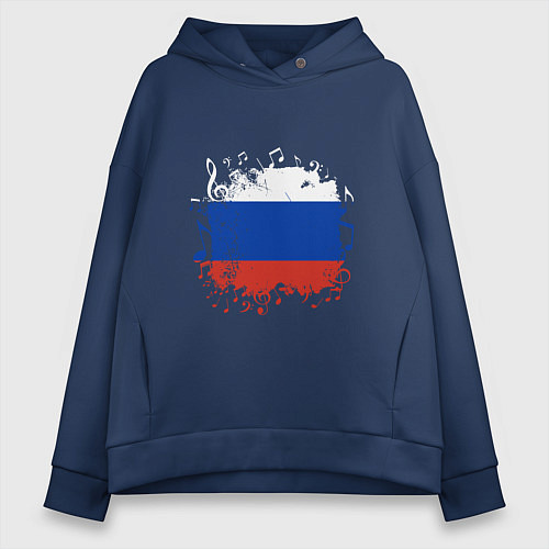 Женское худи оверсайз Music - Russia / Тёмно-синий – фото 1
