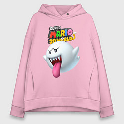 Толстовка оверсайз женская Boo Super Mario 3D World Nintendo, цвет: светло-розовый