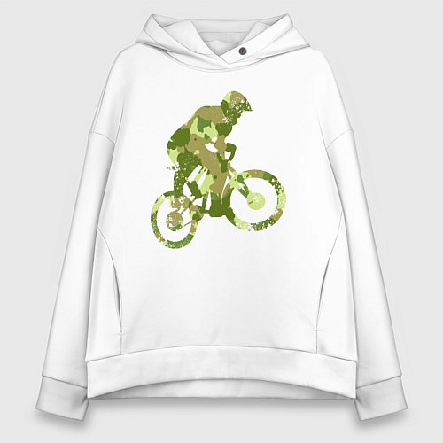 Женское худи оверсайз BMX Camouflage Retro / Белый – фото 1