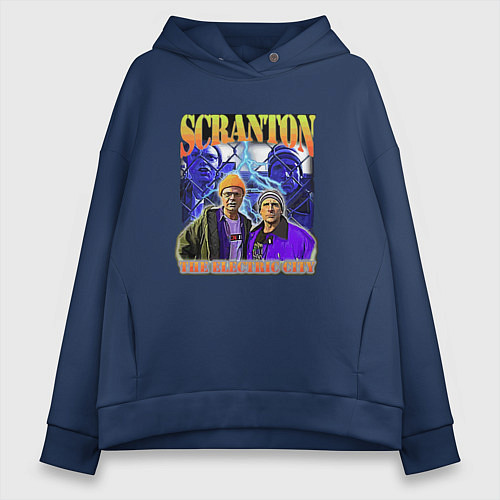 Женское худи оверсайз Scranton electric city / Тёмно-синий – фото 1