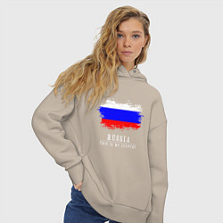 Толстовка оверсайз женская Россия моя страна, цвет: миндальный — фото 2
