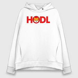 Толстовка оверсайз женская HODL Shiba, цвет: белый