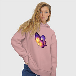 Толстовка оверсайз женская Красивая бабочка A very beautiful butterfly, цвет: пыльно-розовый — фото 2