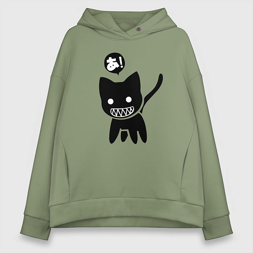 Женское худи оверсайз Cat JDM Japan / Авокадо – фото 1