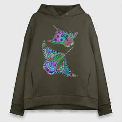 Женское худи оверсайз Скаты с психоделической раскраской