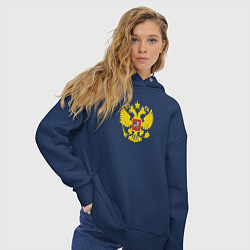 Толстовка оверсайз женская Герб россии, цвет: тёмно-синий — фото 2