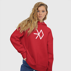 Толстовка оверсайз женская Логотип exo, цвет: красный — фото 2