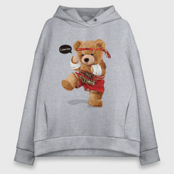 Толстовка оверсайз женская МИШКА ТАЙСКИЙ БОКС THAI BOXING MUAY THAI, цвет: меланж