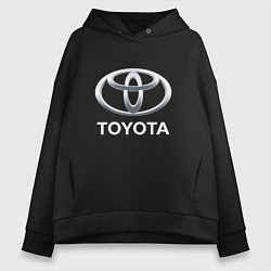 Толстовка оверсайз женская TOYOTA 3D Logo, цвет: черный