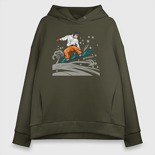 Женское худи оверсайз Сноубордист snowboard / Хаки – фото 1
