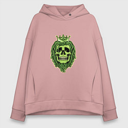 Толстовка оверсайз женская Green Skull, цвет: пыльно-розовый
