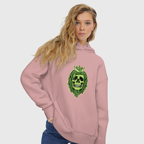 Женское худи оверсайз Green Skull / Пыльно-розовый – фото 3