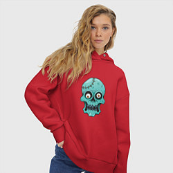 Толстовка оверсайз женская Zombie Skull, цвет: красный — фото 2