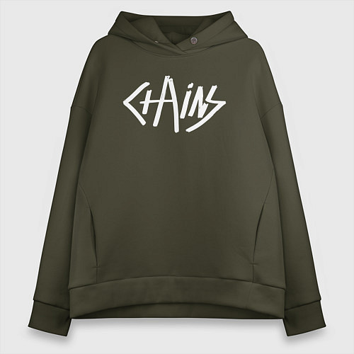 Женское худи оверсайз Obladaet logo / Хаки – фото 1