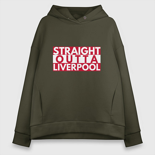 Женское худи оверсайз Straight Outta Liverpool / Хаки – фото 1