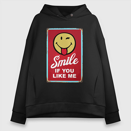 Женское худи оверсайз Smile if you like me / Черный – фото 1