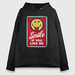 Толстовка оверсайз женская Smile if you like me, цвет: черный