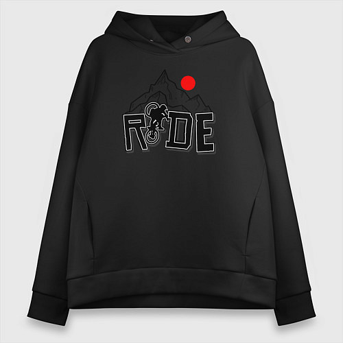 Женское худи оверсайз Ride bicycle / Черный – фото 1