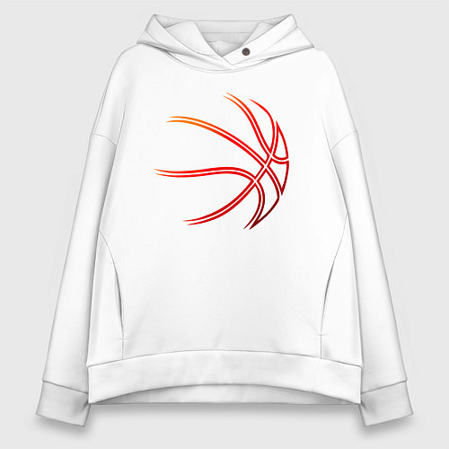 Женское худи оверсайз Баскетбольный мяч оранж / Белый – фото 1