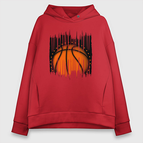 Женское худи оверсайз Баскетбольный мяч в разрыве / Красный – фото 1