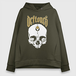 Толстовка оверсайз женская DEFTONES С ЧЕРЕПОМ, цвет: хаки