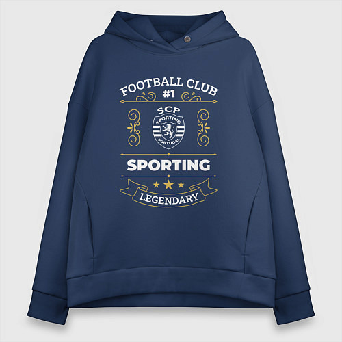 Женское худи оверсайз Sporting: Football Club Number 1 / Тёмно-синий – фото 1