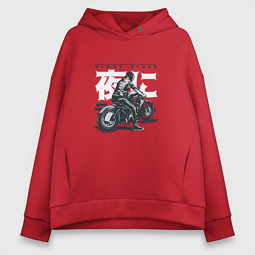 Женское худи оверсайз Японский мотоциклист Old Akira Japanese Biker / Красный – фото 1