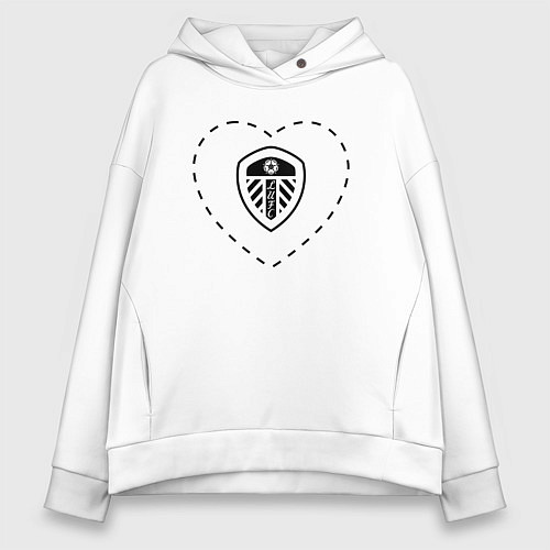 Женское худи оверсайз Лого Leeds United в сердечке / Белый – фото 1