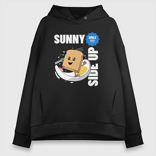 Женское худи оверсайз Sunny side up / Черный – фото 1