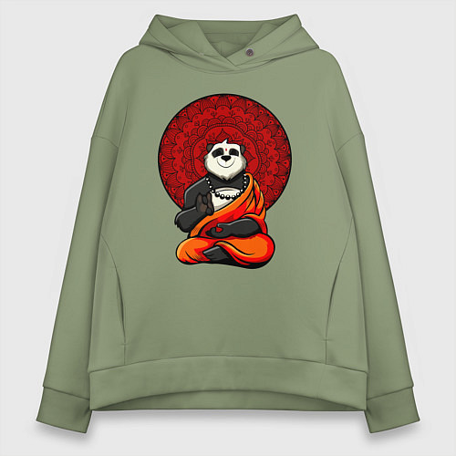 Женское худи оверсайз Медитация панды Дзен / Авокадо – фото 1