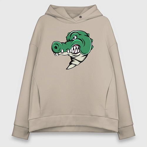 Женское худи оверсайз Злой Крокодил / Миндальный – фото 1