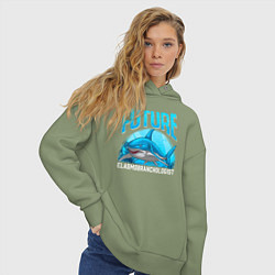 Толстовка оверсайз женская Будущий специалист по акулам, цвет: авокадо — фото 2