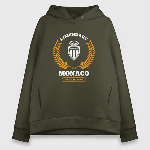 Женское худи оверсайз Лого Monaco и надпись Legendary Football Club / Хаки – фото 1