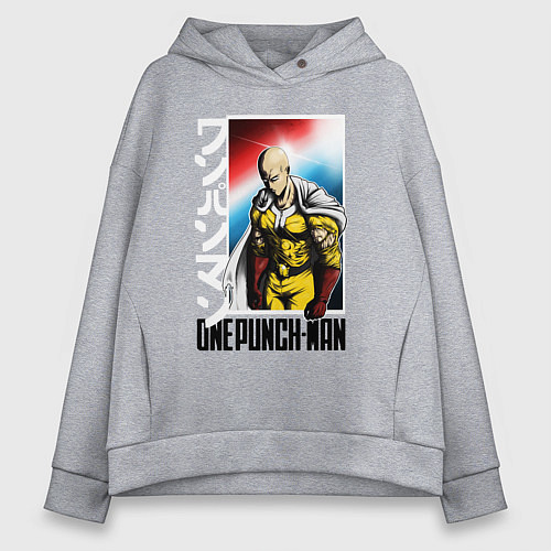 Женское худи оверсайз Saitama - onepunch man / Меланж – фото 1