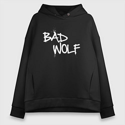 Толстовка оверсайз женская Bad Wolf злой волк, цвет: черный