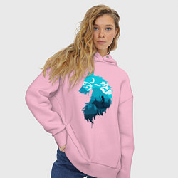Толстовка оверсайз женская Принцесса Мононоке волчий силуэт, цвет: светло-розовый — фото 2