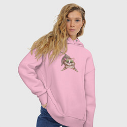Толстовка оверсайз женская Забавный удивленный кот, цвет: светло-розовый — фото 2