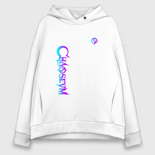 Женское худи оверсайз Chaoseum Neon logo / Белый – фото 1