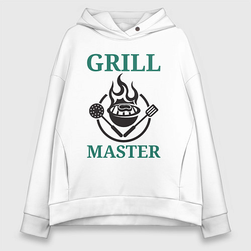 Женское худи оверсайз Гриль мастер текст Grill master / Белый – фото 1