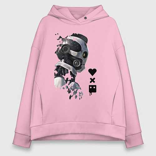 Женское худи оверсайз Xbot 4000 в профиль с лого / Светло-розовый – фото 1