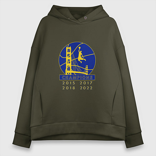 Женское худи оверсайз Champions - Warriors / Хаки – фото 1