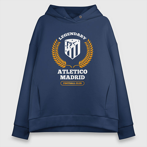 Женское худи оверсайз Лого Atletico Madrid и надпись Legendary Football / Тёмно-синий – фото 1