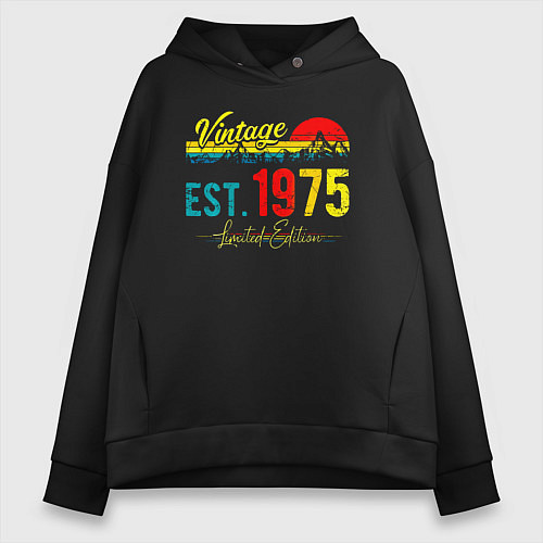 Женское худи оверсайз Vintage est 1975 Limited Edition / Черный – фото 1