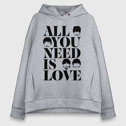 Женское худи оверсайз ALL YOU NEED IS LOVE THE BEATLES