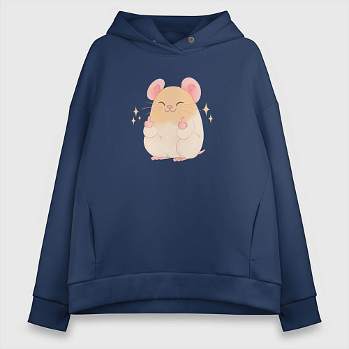 Женское худи оверсайз Дерзкая мышь / Тёмно-синий – фото 1